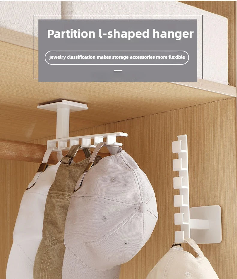 1pc wall mounted non perforated baseball cap hook, smooth and burr free, 6-hook design, multifunctional storage