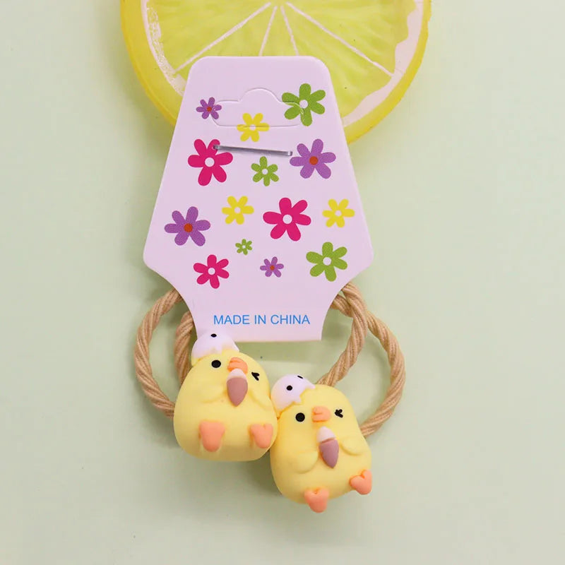2 Pcs Lovely Little Chicken Children Elastics Hair Bands Hairpins Hair Clips Headwear Barrette Baby Girls Kids Hair Accessories
