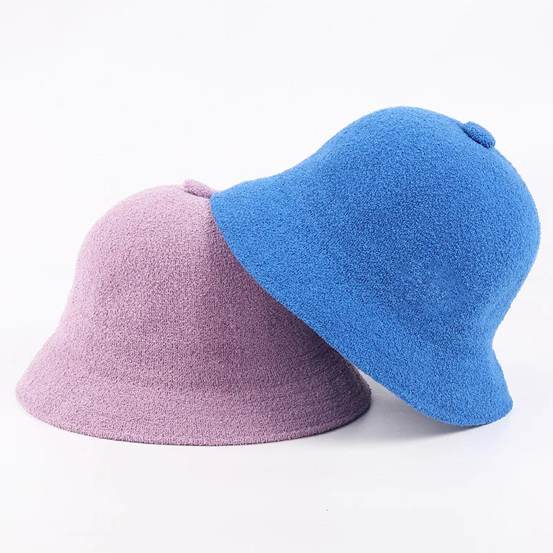 2024 Bucket Cap for Women Girls Classic Embroidery Towel Mesh Fisherman Hat Flat-top Basin Hat