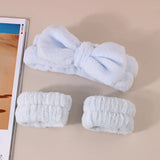 Wash Face Headbands For Women Coral Fleece Hair Bands Cuff Waterproof Bands Absorbent Wristbands Head Band Hair Accessories Set