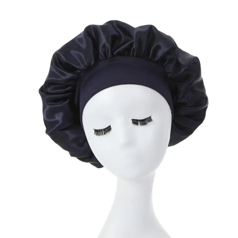 1PC Satin Sleeping Hat Night Sleep Hair Care Bonnet Nightcap Extra Satin Silky Shower Caps Sleep Cap with Premium Elastic Band