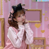 Women Girls Cute Cartoon Melody Ears Shaped Headband Plush Hair Hoop Makeup Photoshoot Christmas Party Headpieces