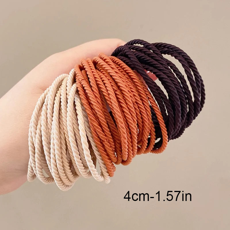 50pcs basic hair elastics macaron hair bands with high elasticity; hair accessories; threaded hair rings; headband jewelry