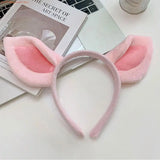 G92D Simple Sweet Hair Accessories Women Students Washing Face Hairband Little Pig Ears Headbands Plush Cartoon Hair Hoop