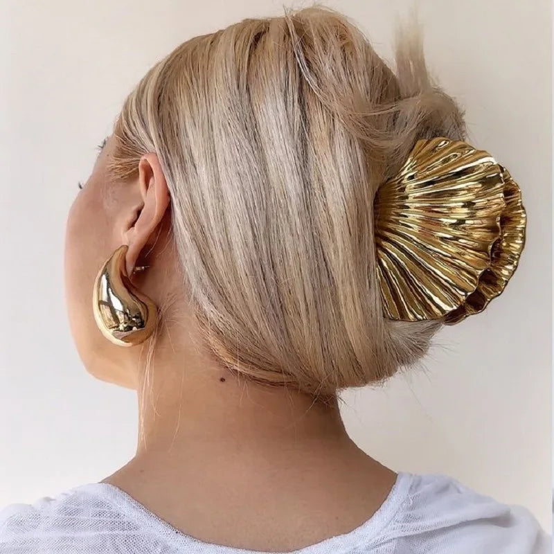 Metal Irregular Texture Shell Shape Hair Claw Clips for Women Girls Hairclip Ponytail Hair Pins Fashion Jewelry Hair Accessories