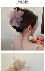 New Mesh Bow Grip Clip Female Ponytail Braid Hair Claw Clip Elegant Girl Hair Clip Hair Accessories Gift Headdress