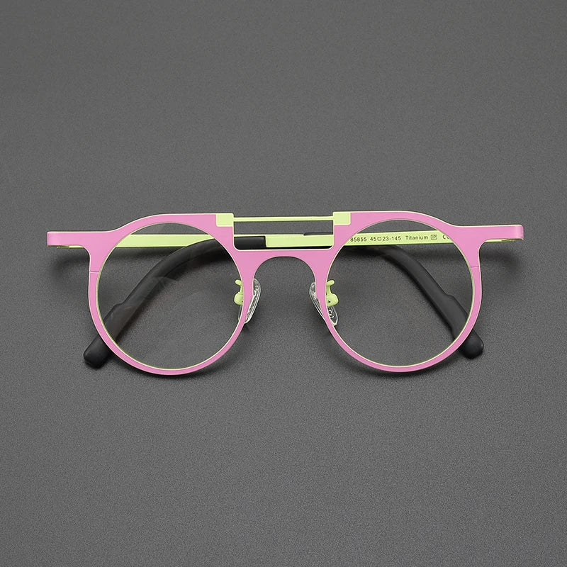 High-quality niche multi-color glasses frame literary fashion retro round ultra-light pure titanium hip hop trend optical glasse