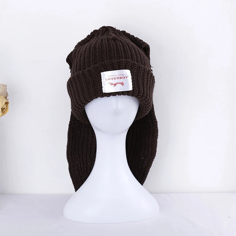 Cute Rabbit Long Ear Hat Knitted Hat Warm Cap Knit Letter Cap Unisex Cap Beanie Long Ear Hat Crochet Knitted Bunny Hat