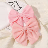 2pcs/set 4.5" Cheer Bow Hair Clip for Kids Lovely Grosgrain Ribbon Hairgripes Girls Delicate Bowknot HairPins Baby Headwear Set