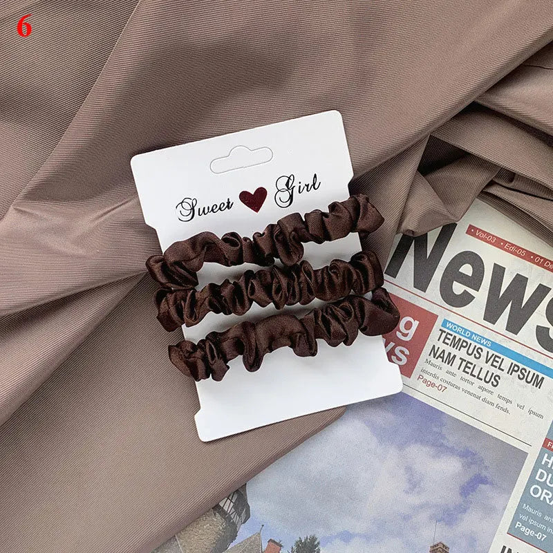 3Pcs/Set Silky Hair Scrunchies Ponytail Holders Elastics Hair Ties For Women Silk Satin Solid Color Hair Rope Hair Accessories