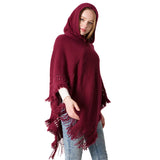 Women's Autumn and Winter New Knitted Hooded Cape Shawl Solid Colour One-Piece Knitwear Hoodeds Large Shawl