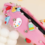 Knotted Wide Headbands Diadem For Back To School Pearls Pencil Hair Bands Kids Head Hoop Girls Children Daily Tiara Accessories