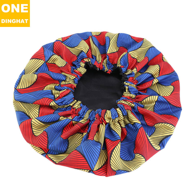 2020 New No. plus-Sized African Printing round Cap Double-Layer Satin Lining Wide Edge Nightcap Chemotherapy Hat