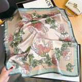 Floral Neckerchief 100% Pure Silk Scarf for Women New Square Shawl Hair Ribbon Headband Luxury Brand Neck Tie Wrist Wrap Bandana