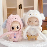 Mini Doll Clothes Winter Clothes Set One-piece Sweater Hat Scarf Clothing Gift Labubu Outfit Accessories For 17cm Labubu V1 V2