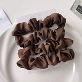 3/4/5 PCS Elastic Bands Elegant Solid Color Satin Pleated Scrunchies Woman Strong Ponytail Hair Ties Accessories Wholesale