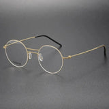 Handmade Round Titanium Glasses Frames 5518 Retro Men Double Beam Round No Screw Eyeglasses Denmark Brand Lightweight Women