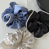 Korean Woman Large Elegant Satin Elastics Hair Band Solid Color Scrunchies Hair Ties Ladies Ponytail Hold Girls Hair Accessories