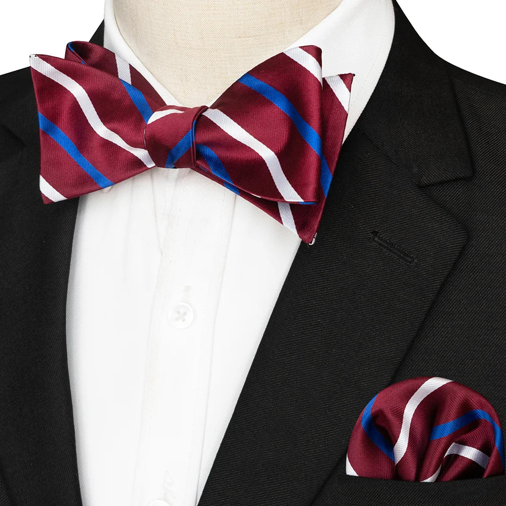 EASTEPIC Striped Bow Tie for Men Hanky Set Plaid Accessory Paisley Neckwear Floral Design Polka Dot Pure Black Evening Party