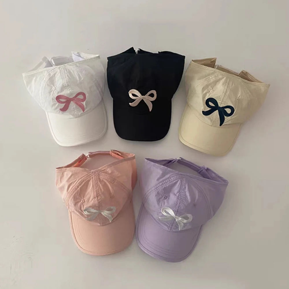 Fashion High Ponytail Kids Boy Girl Sun Hats Quick Drying Baseball Caps Adjustable Travel Caps Children Peaked Hats With Hole