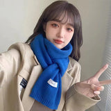 1Pc New Winter INS Solid Colour Knitted Warm Windproof And Versatile Scarf Coat Fashion Accessories