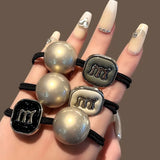 Fashion Pearl High Elastics Hair Ties for Women Girl Letter M Exquisite Hair Rope Non-slip Ponytail Hair Rubber Band Accessories