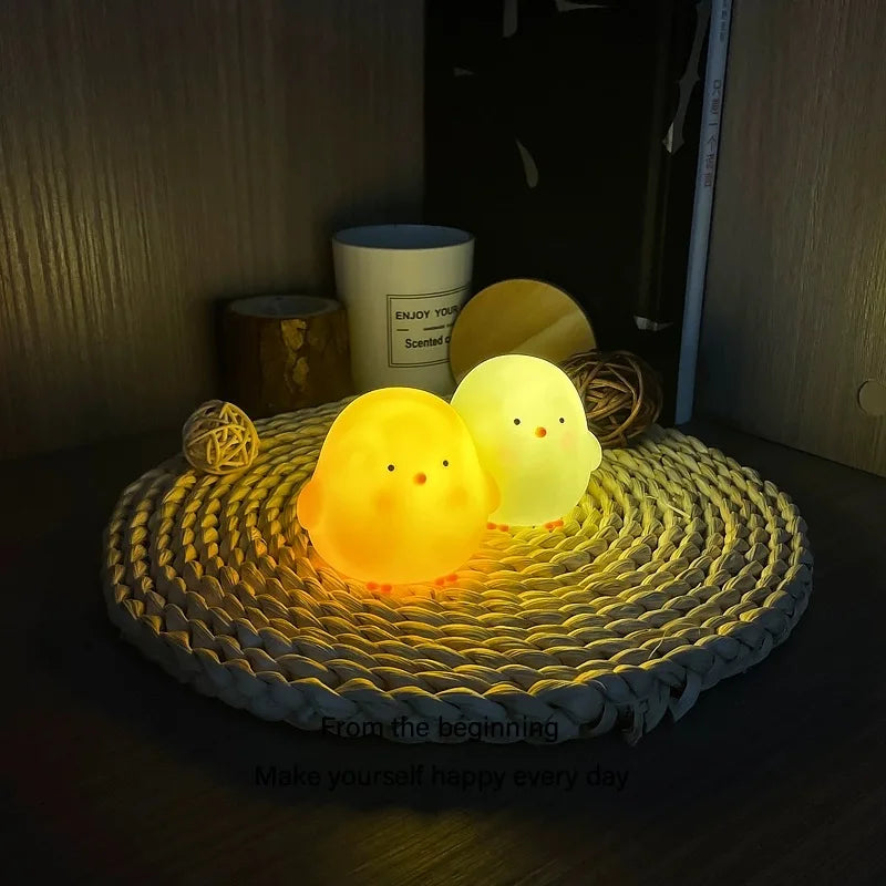 Cute Chicken Soft Lighting Small Night Light Bedside Lamp Decoration Bedroom Atmosphere Light Girl Children GIft