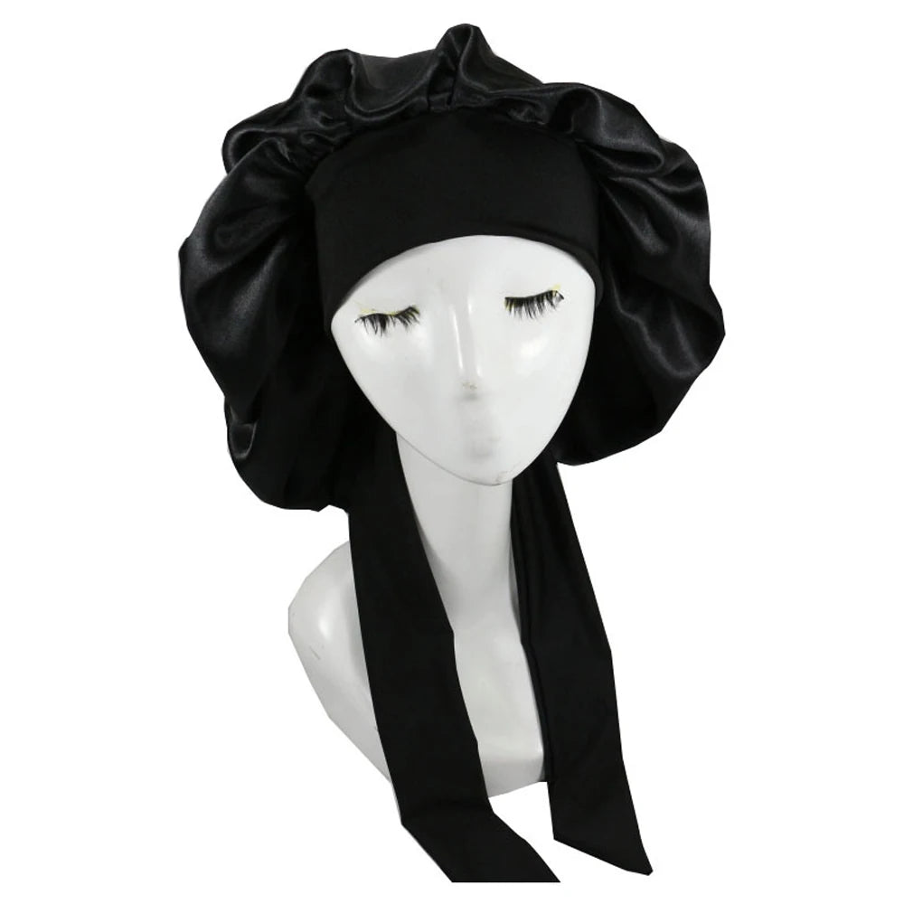 New Satin Hair Cap For Sleeping Invisible Flat Imitation Silk Round Haircare Women Headwear Ceremony Adjusting Button Night Hat