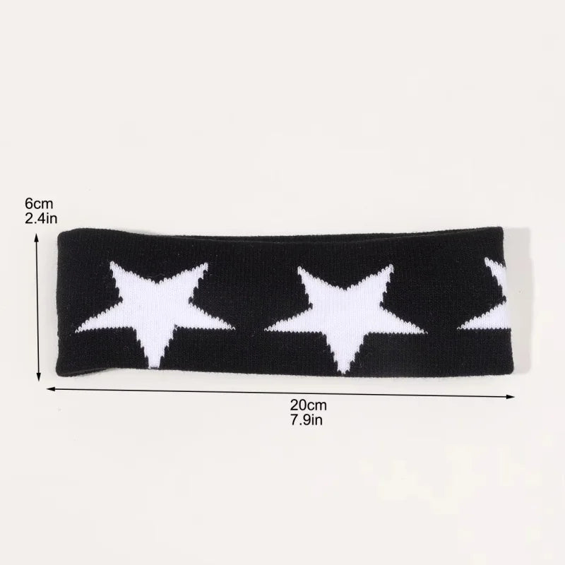 Star Embroidery Sports Headband for Running, Cycling, Yoga | Black Headbands for Women No Slip Soft Hair Accessories