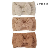 3Pcs Solid Color Baby Headband Bow Children Hair Band Elastic Nylon Newborn Headbands Soft Turban Headwrap Kid Hair Accessories
