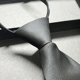 Women's Men's Solid Black Zip Tie Convenient Dress Business Polyester Tie