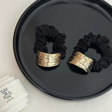 Korean Woman Golden Metal Wire-drawing Semiarc Elastics Hair Band Girls Scrunchies Hair Ties Ponytail Holder Hair Accessories
