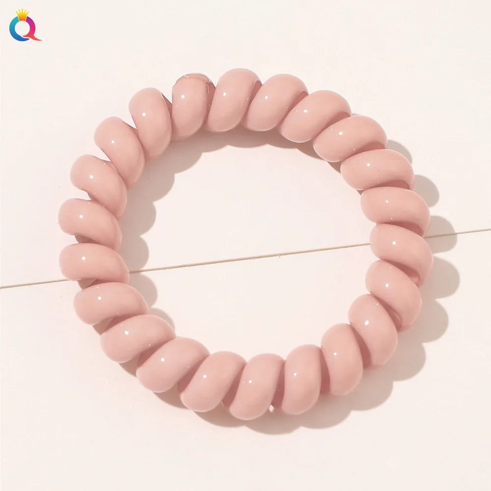 High Elasticity Telephone Coil Hairbands Women Spiral Hair Ties Girls Hair Rings Rope Solid Color Hair Accessories Gum Scrunchy