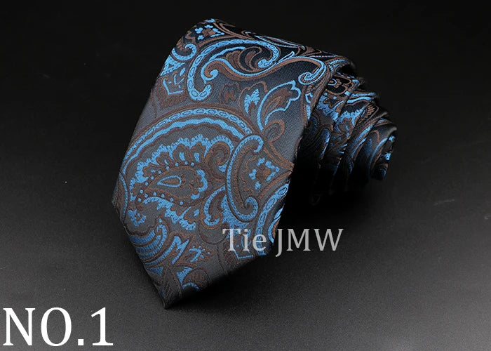 Leisure Men's Striped Tie 8cm Floral Paisley Brown Grey Necktie Business Daily Wear Cravat Wedding Party Collar Accessories Gift