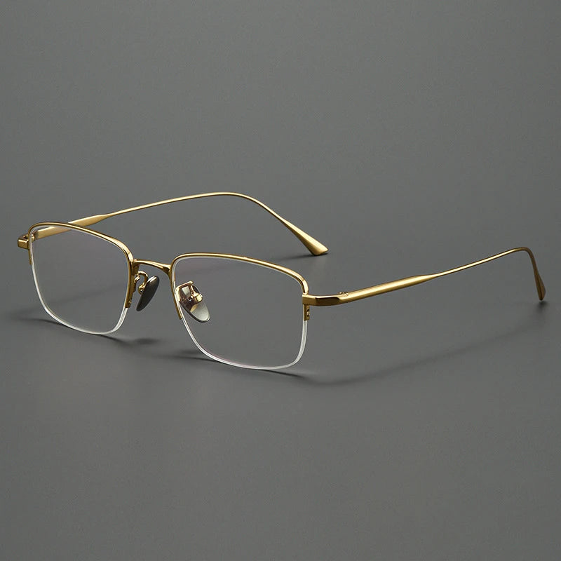 Lzabella New Men's Half Frame Glasses Business Casual Pure Titanium Frame Fashionable And Trendy Prescription Glasses 1906