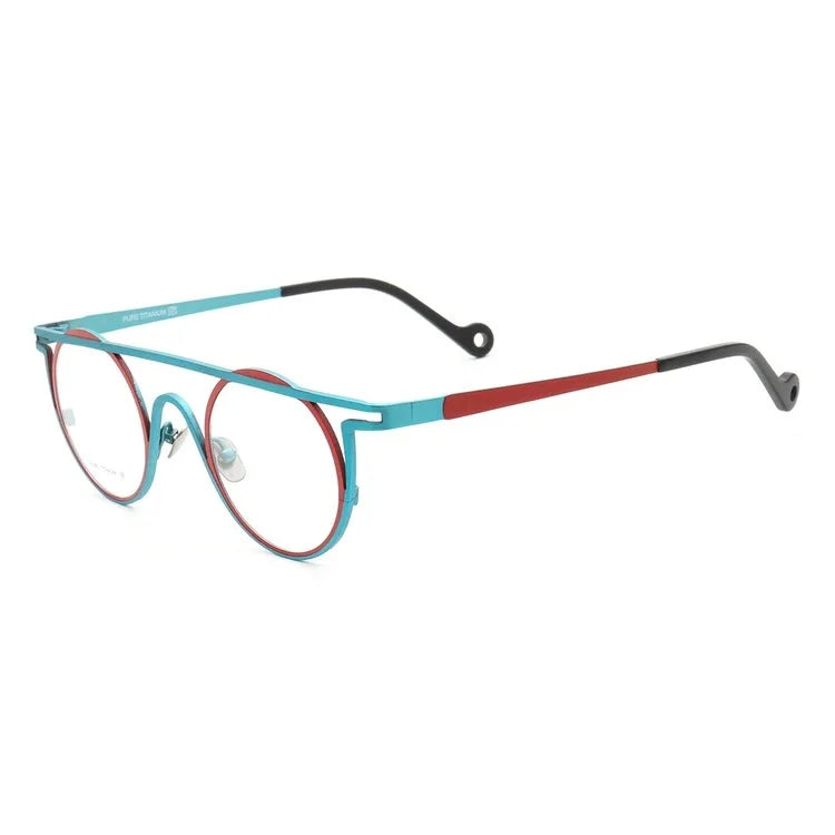 55266 Pure Titanium Glasses Frame Men Round Punk Eyewear 2022 New Male Classic Full Optical Prescription Eyeglasses Frames