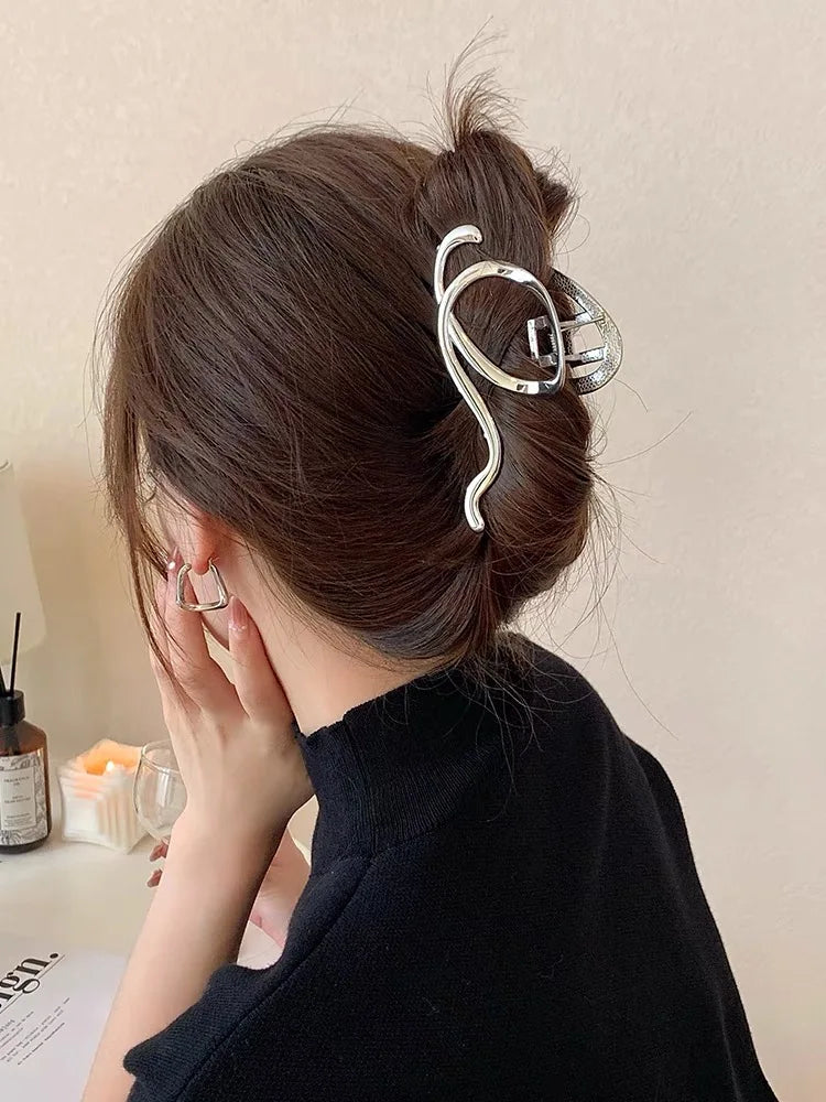 Woman Silver/Gold Irregular Hairpins Punk Style Metal Hair Claws Barrettes Women Hair Accessories Ponytail Hair Clips Headwear