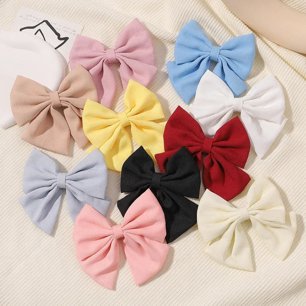 2pcs/set 4.5" Cheer Bow Hair Clip for Kids Lovely Grosgrain Ribbon Hairgripes Girls Delicate Bowknot HairPins Baby Headwear Set