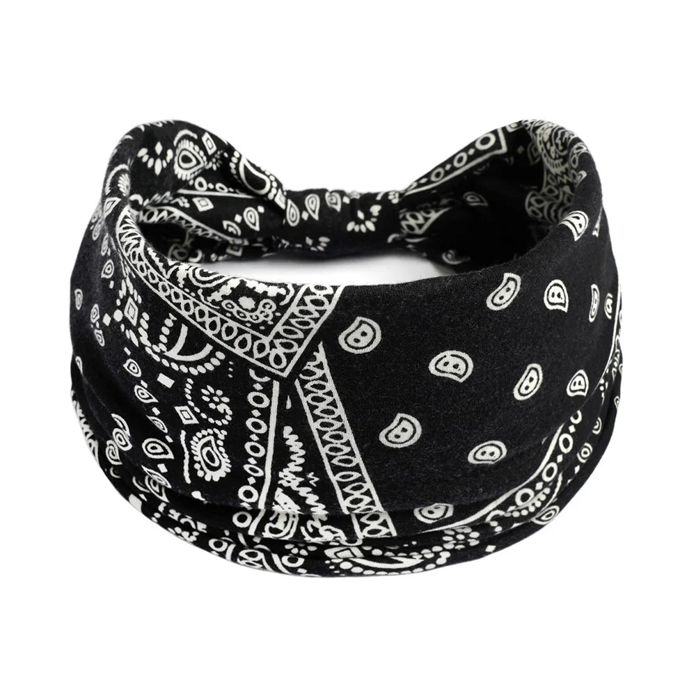Boho Headbands For Women Fashion Stretch Wide Hair Bands Knoted Turban Yoga Sweatband Elastic Head Bands Stylish Wrap Headbands