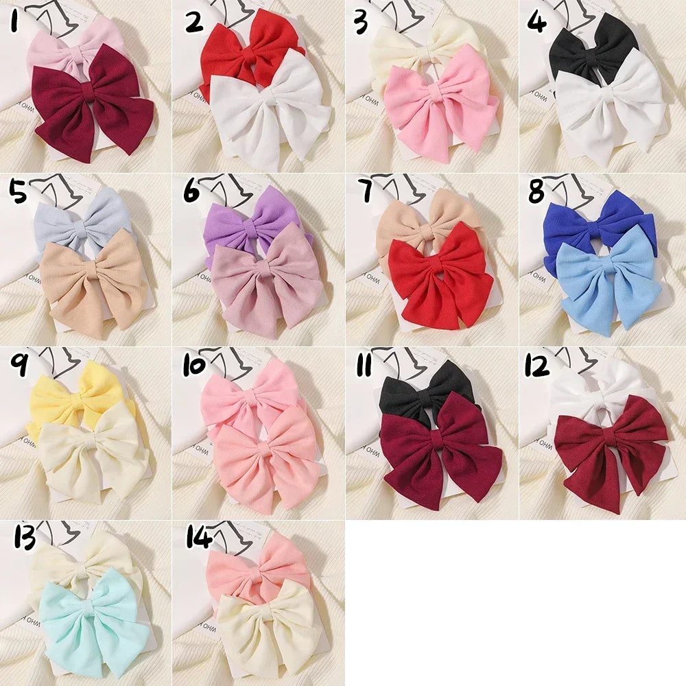 2pcs/set 4.5" Cheer Bow Hair Clip for Kids Lovely Grosgrain Ribbon Hairgripes Girls Delicate Bowknot HairPins Baby Headwear Set