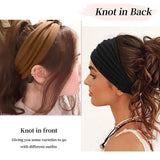 Fashion Solid Color Wide Hair Band Elastic Knotted Yoga Hairband Sports Headband Women