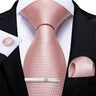 Pink Striped Floral Solid Paisley 8cm Silk Men's Tie Set Handkerchief Cufflinks Wedding Business Prom Accessories Tie Cravat