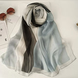 Gradient Colours Women Foulard Elegant Chiffon Georgette Bandana Scarf Summer Beach Travel Sun Protection Thin Silk Feeling