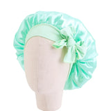 Solid Satin Silk Bonnet with Band Tie Baby Sleep Cap Bowknot Kids Baby Night Sleep Cap Beanies Girl Makeup Cap Children Nightcap