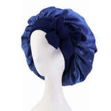 Women Shower Cap Sleeping Satin Bonnet Lace-up Bow Waterproof Women Braids Curly Night Hat Beauty Parlor Cap Salon Hat