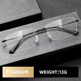 Titanium Reading Glasses Men High Quality Magnifying Presbyopic Eyeglasses Titanium Frames Anti Blue Light Rimless Glasses Men