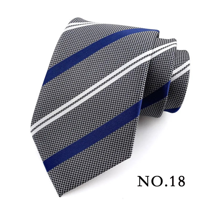 New 8cm Mens Tie Striped Patterned Man Necktie Neck Tie Jacquard Woven Ascot Cravat Neckwear For Gentleman Wedding  Party