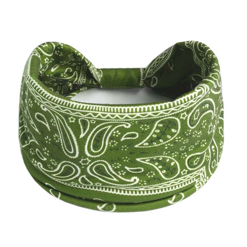 Wide Printed Bandanas Hairbands Boho Knot Turbans Yoga Elastic Head Wrap Women Headband Headwear Fashion Hair Band Accessories