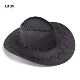 Western Cowboy Hat for Men Women Kids Fedora Outdoor Wide Brim Faux Leather Summer Wide Brim Beach Travel Cap Black White Pink