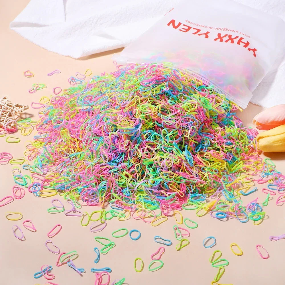 500/1000/2000pcs Girls Black Disposable Rubber Band Hair Ties Headband Children Ponytail Holder Bands Kids Hair Accessories